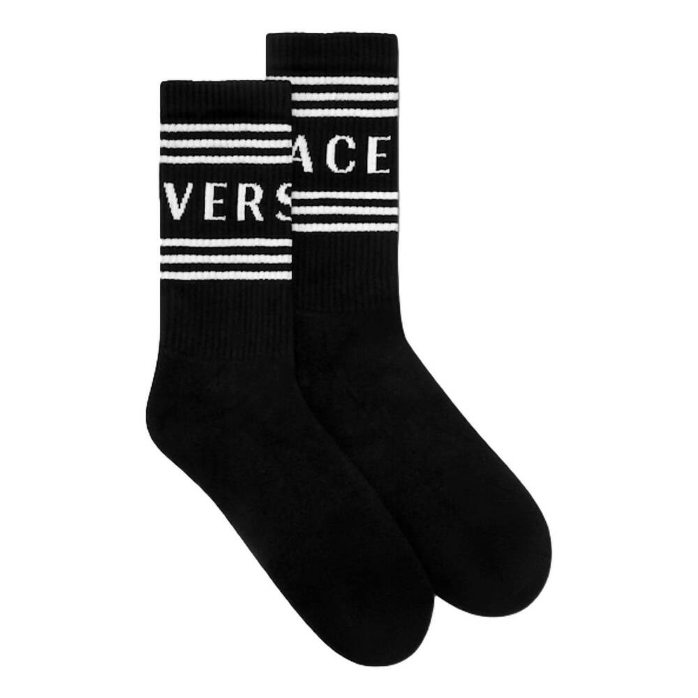 NEW VERSACE unisex 90s style vintage logo tube socks in black